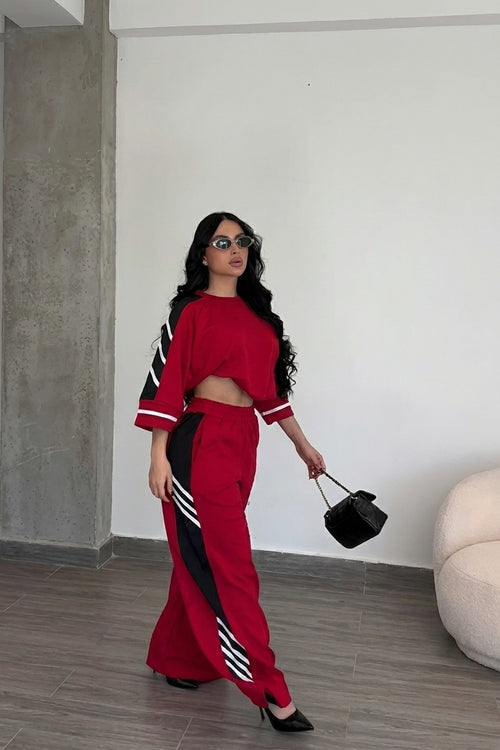 Red Striped 2 Piece Tracksuit
