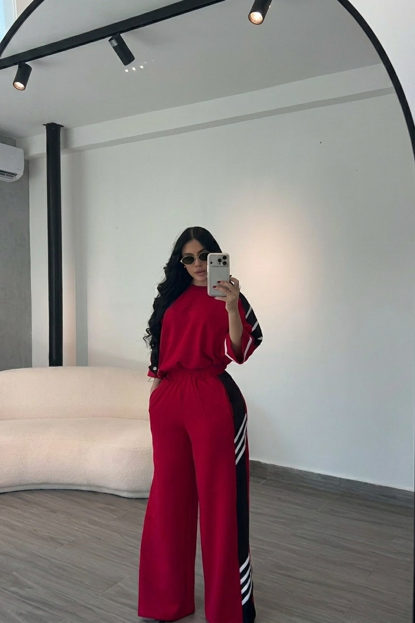 Red Striped 2 Piece Tracksuit