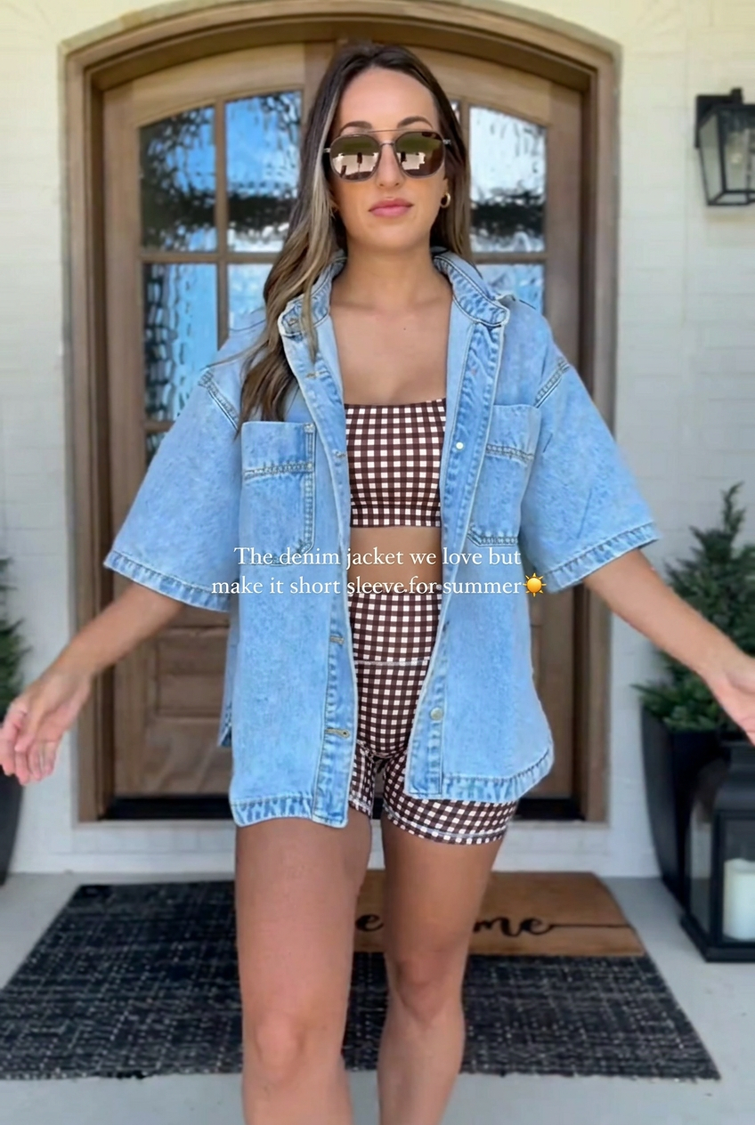 Summer Short-Sleeve Denim Shirt Jacket