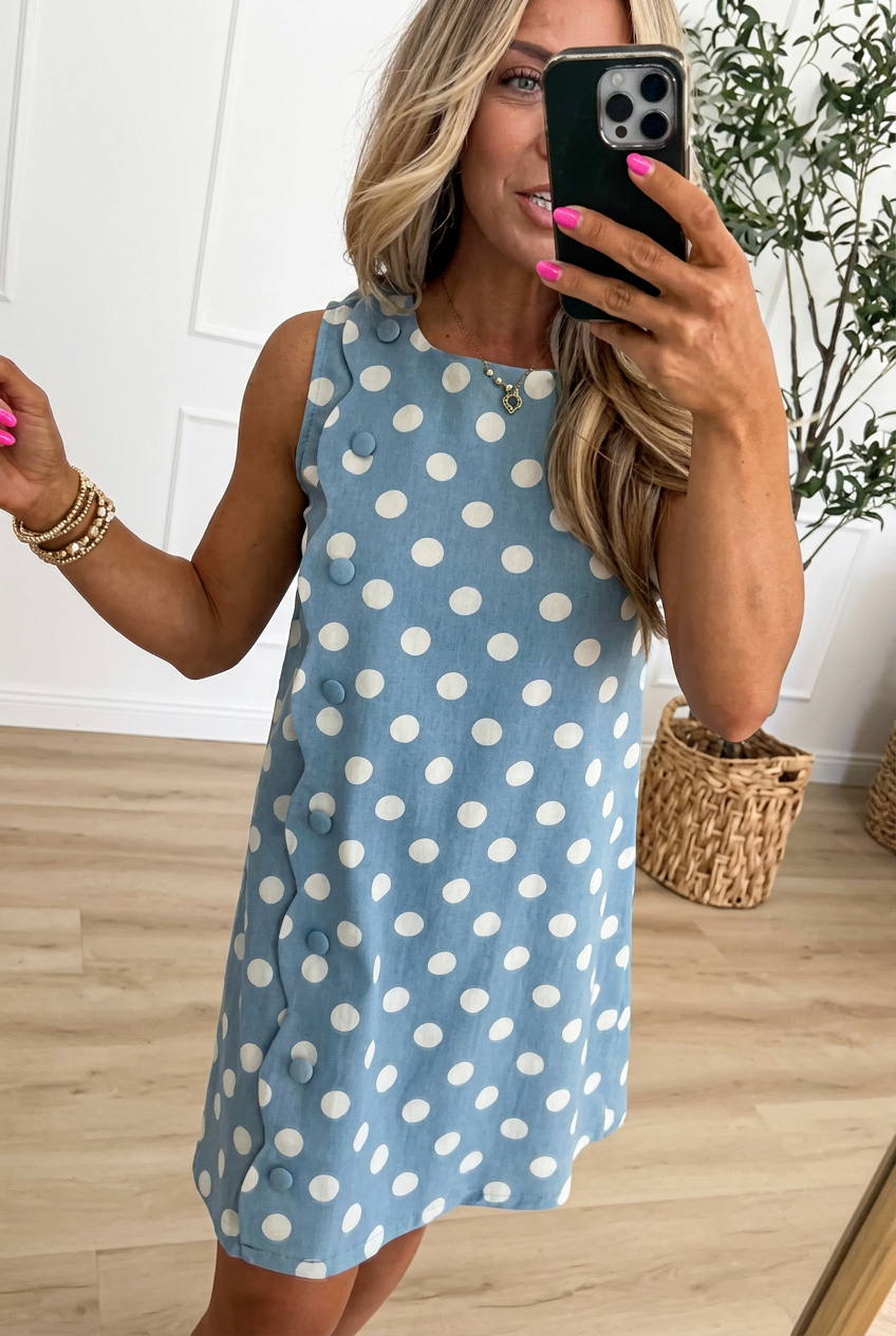 Blue Polka Dot Shift Dress
