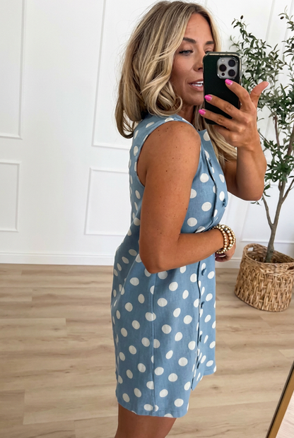 Blue Polka Dot Shift Dress