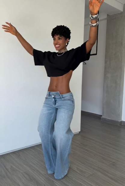 Low Rise Light Wash Wide Leg Jeans