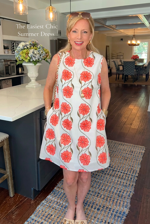 Effortless Chic Coral Floral Sleeveless Shift Mini Dress