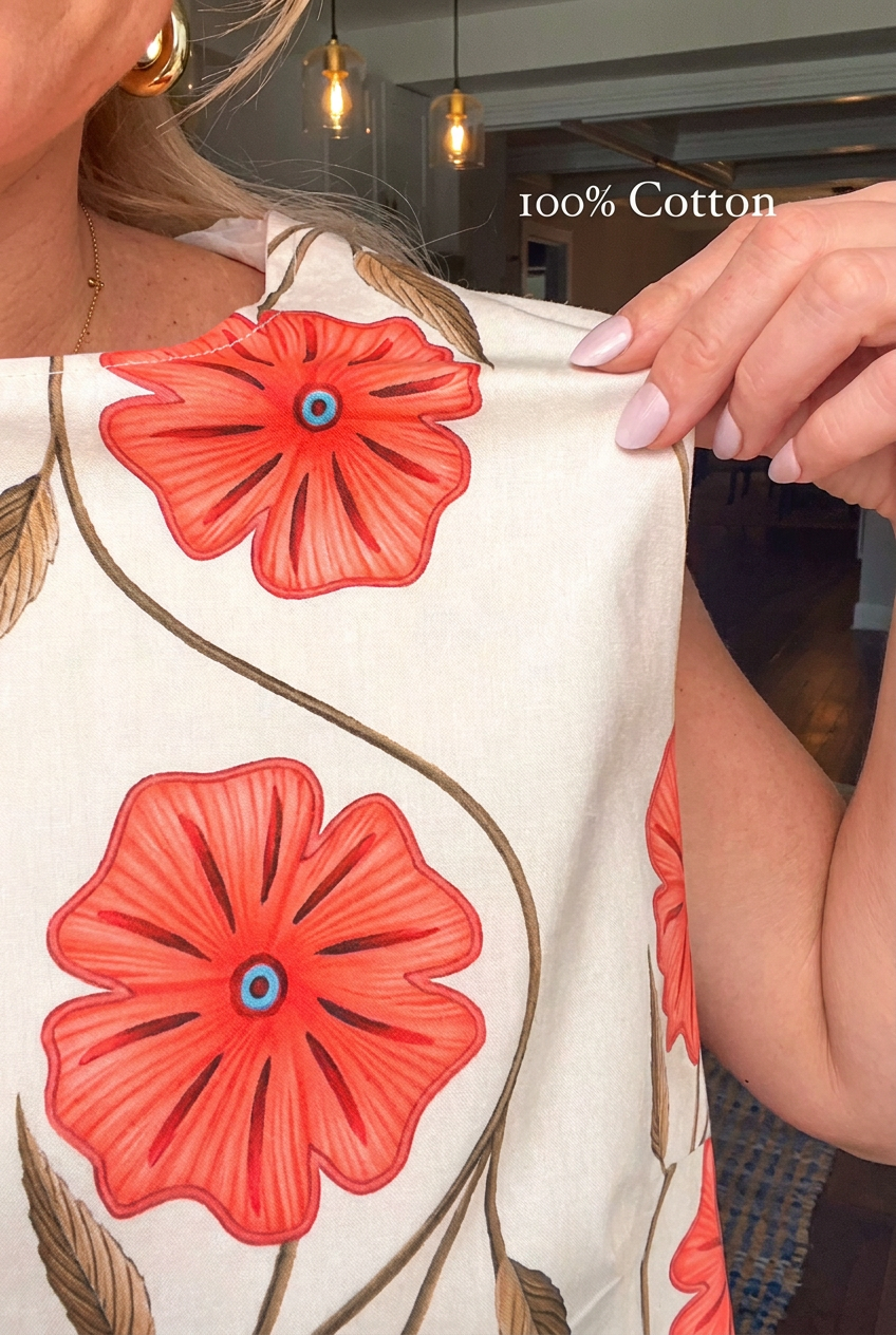 Effortless Chic Coral Floral Sleeveless Shift Mini Dress