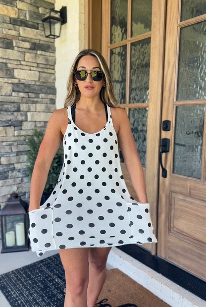 Polka Dot Pocket Tank Dress