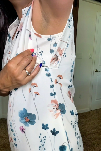 Watercolor Floral Sleeveless Midi Dress