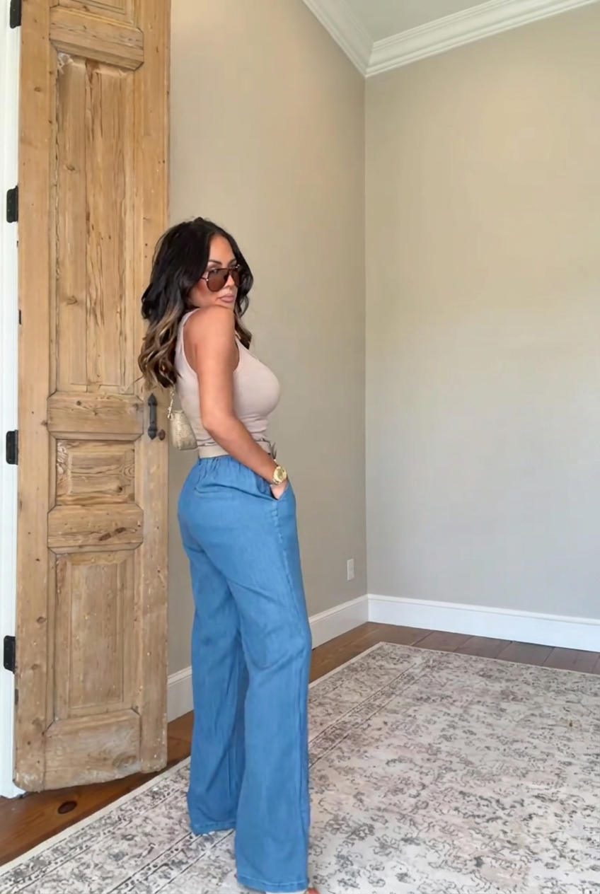 Light Wash Wide Leg Denim Pants