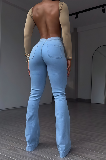 High Waist Stretch Flare Jeans