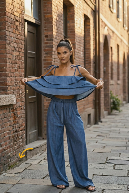Denim Ruffle 2-Piece Set