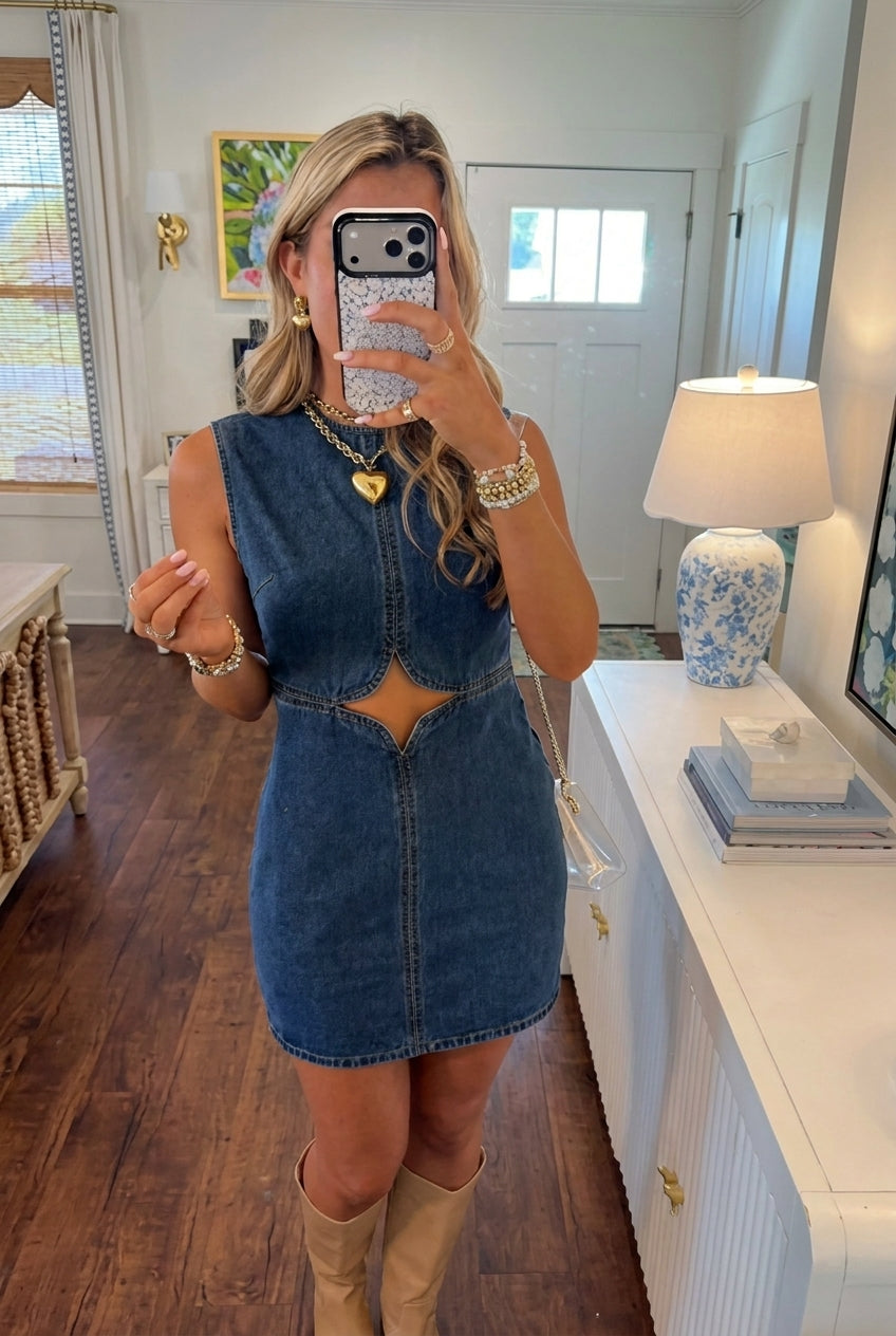 Cutout Denim Mini Dress