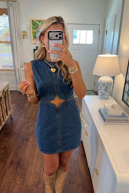 Cutout Denim Mini Dress