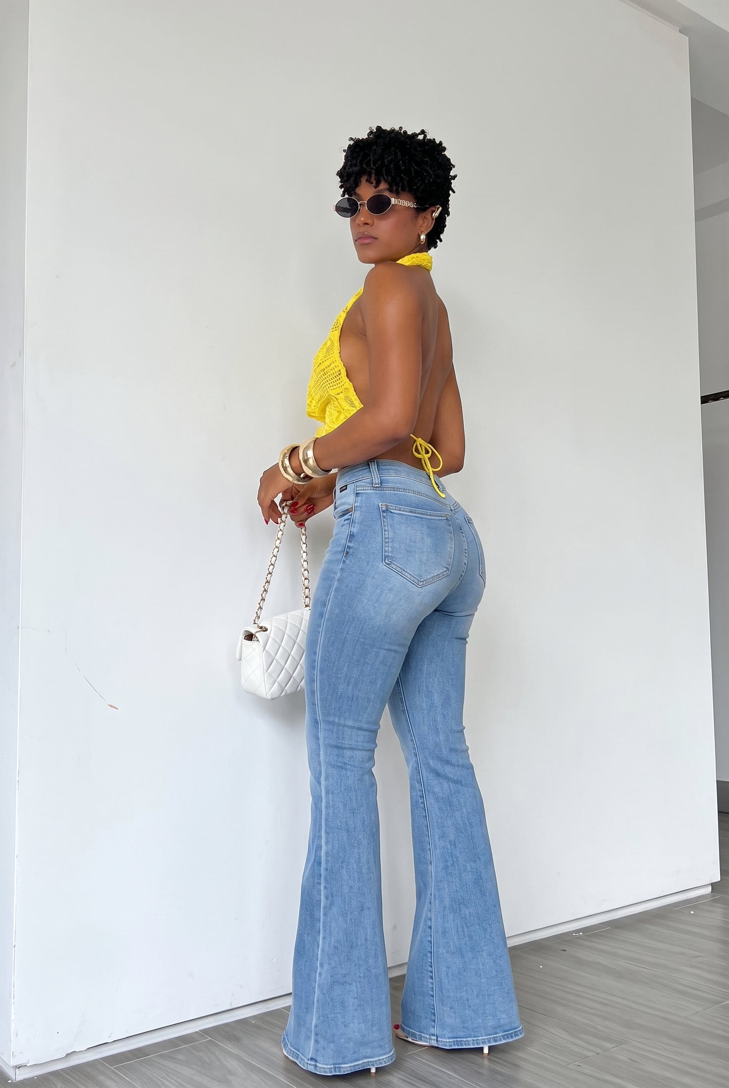 High Waist Flare Light Wash Jeans