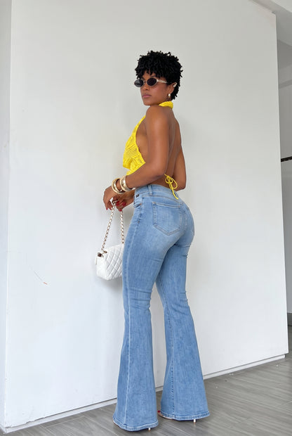 High Waist Flare Light Wash Jeans