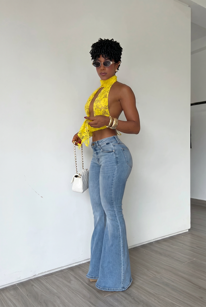 High Waist Flare Light Wash Jeans