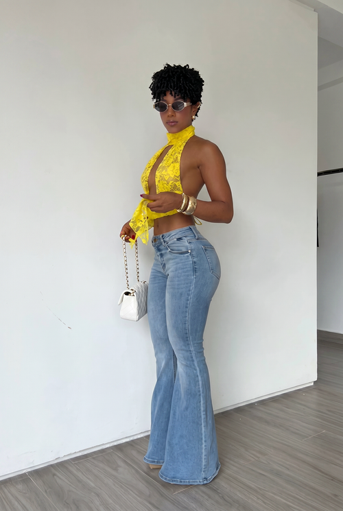 High Waist Flare Light Wash Jeans