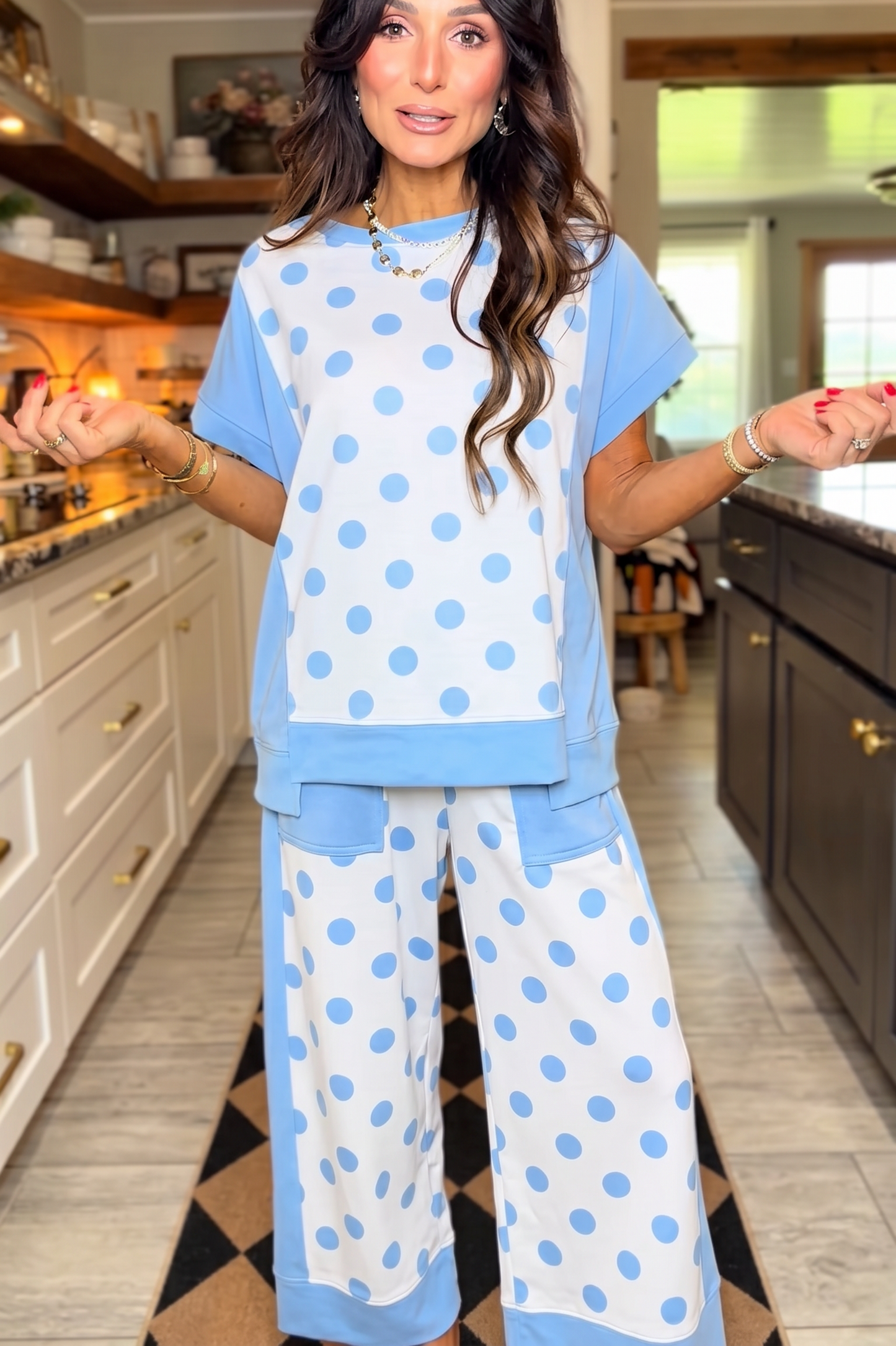 Blue Polka Dot Loungewear 2-Piece Set