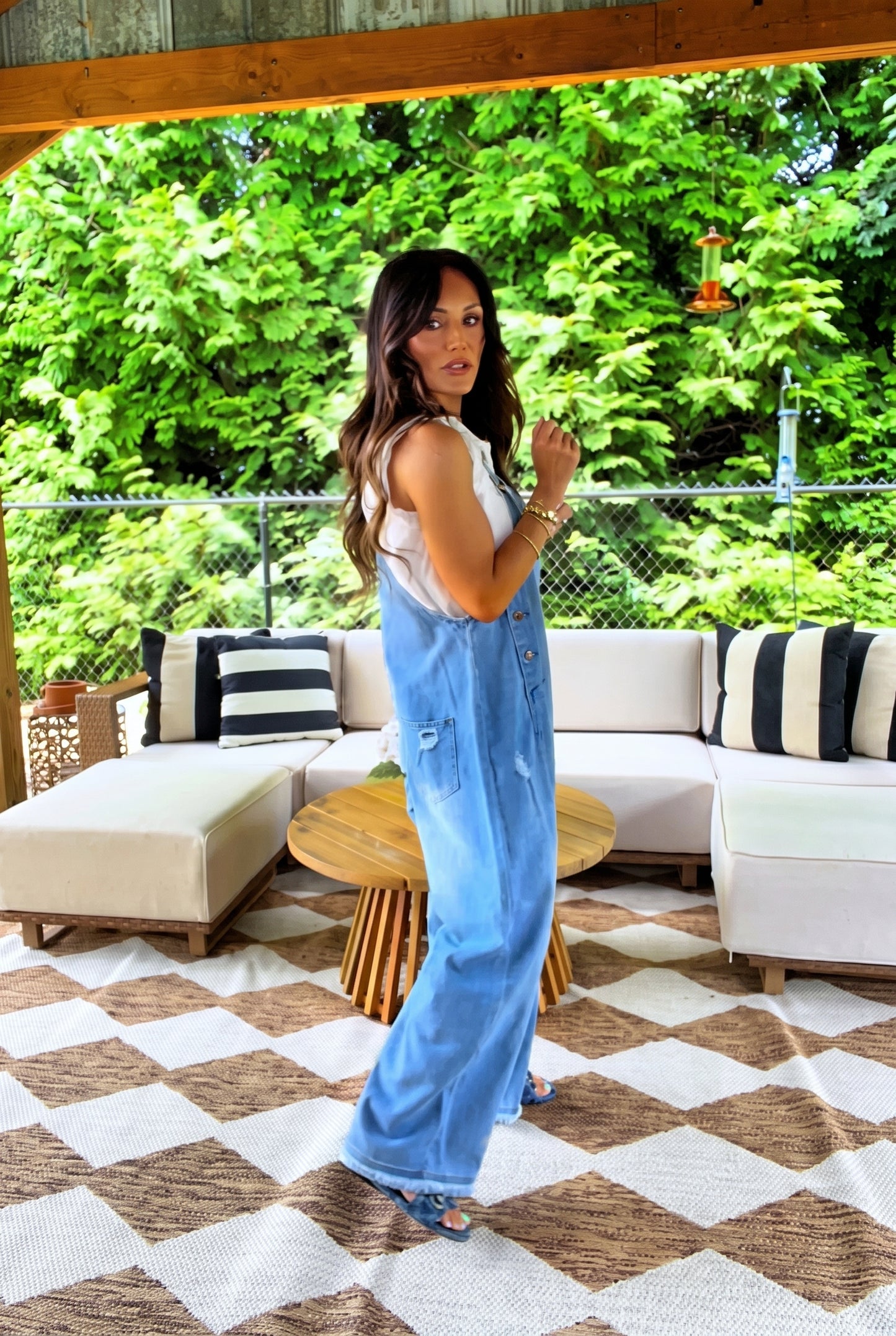 Distressed Adjustable Denim Overalls