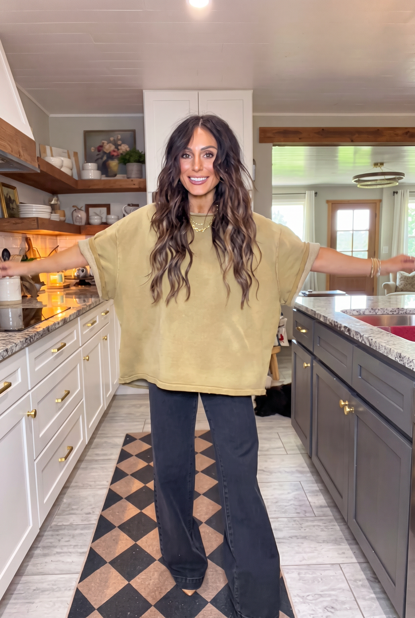 Oversized Fleece Lined Short Sleeve Sweatshirt