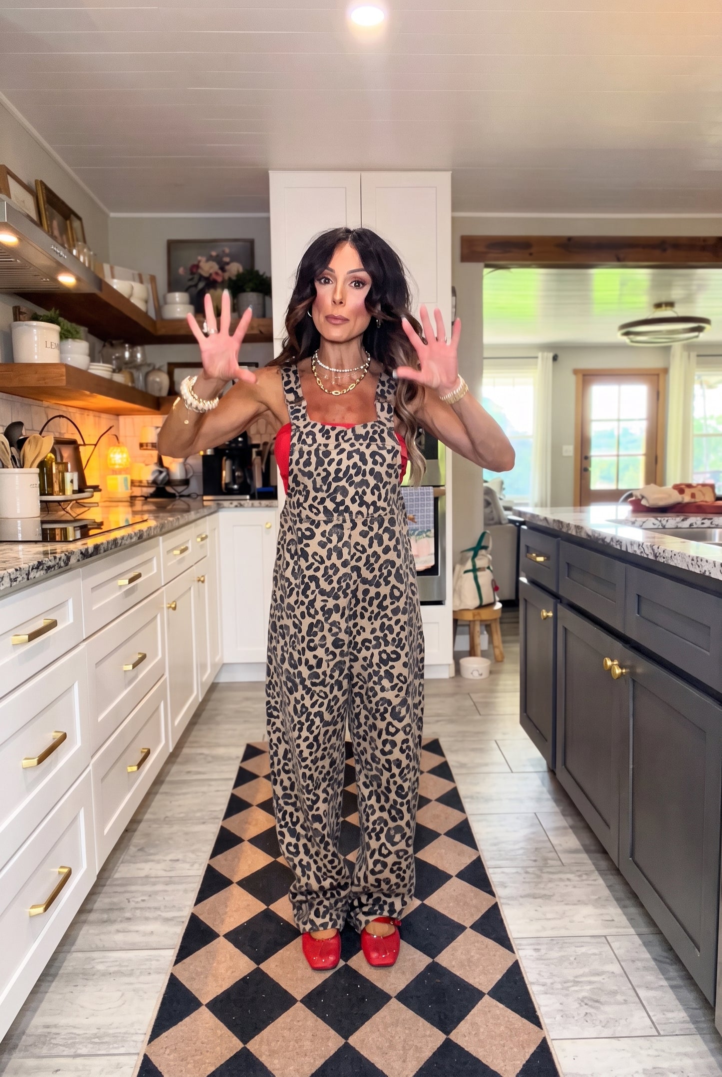 Leopard Print Adjustable Strap Overalls