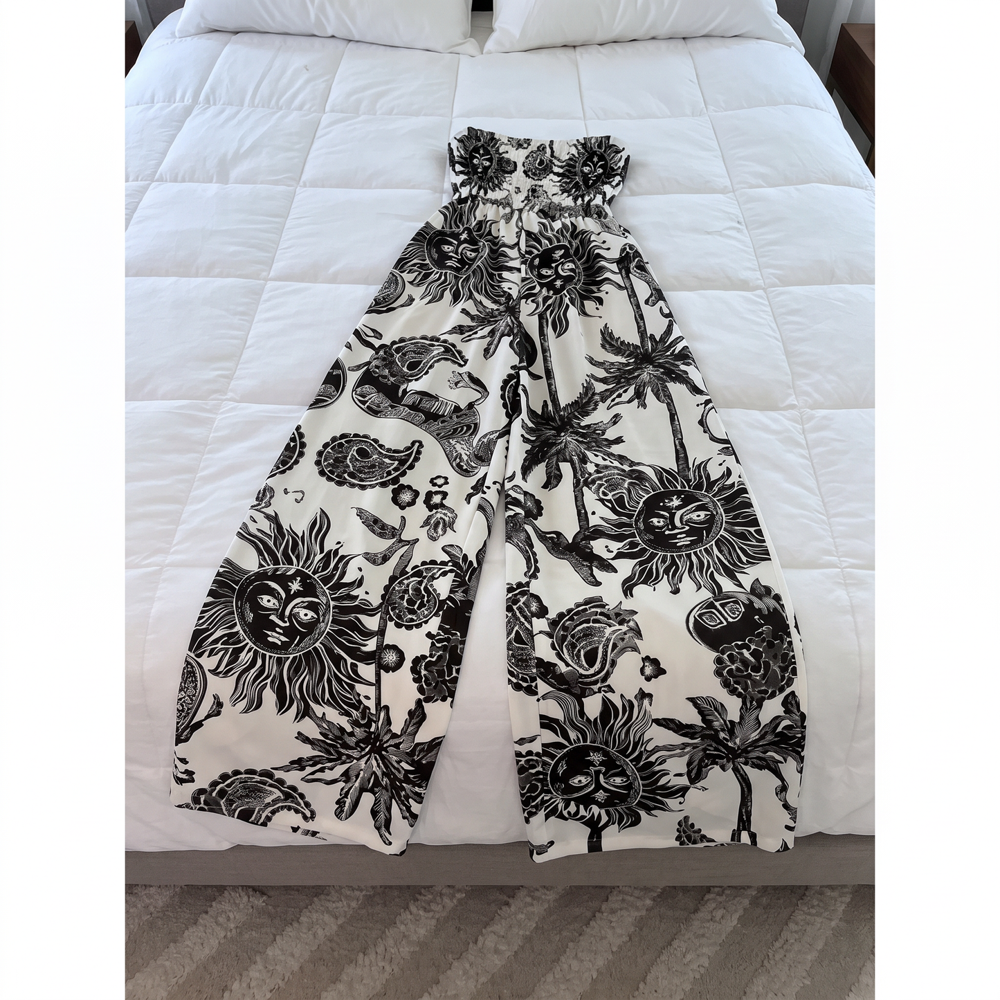 Sun Paisley Strapless Jumpsuit| Boho Vacation Tube Romper