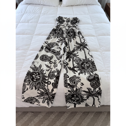 Sun Paisley Strapless Jumpsuit| Boho Vacation Tube Romper