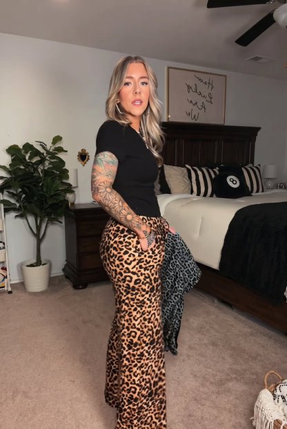 Leopard Print Wide Leg Pants