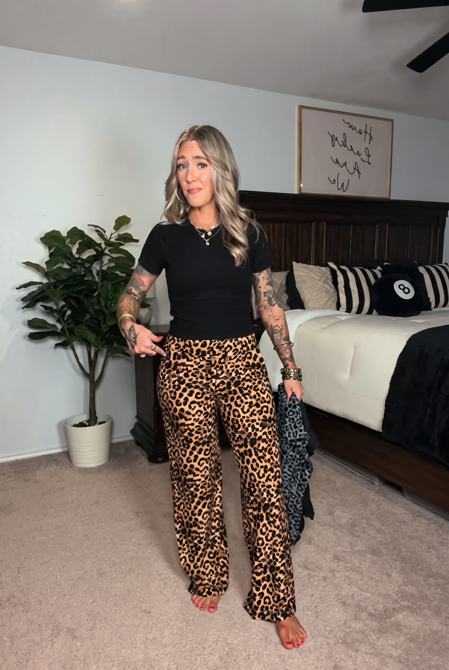 Leopard Print Wide Leg Pants