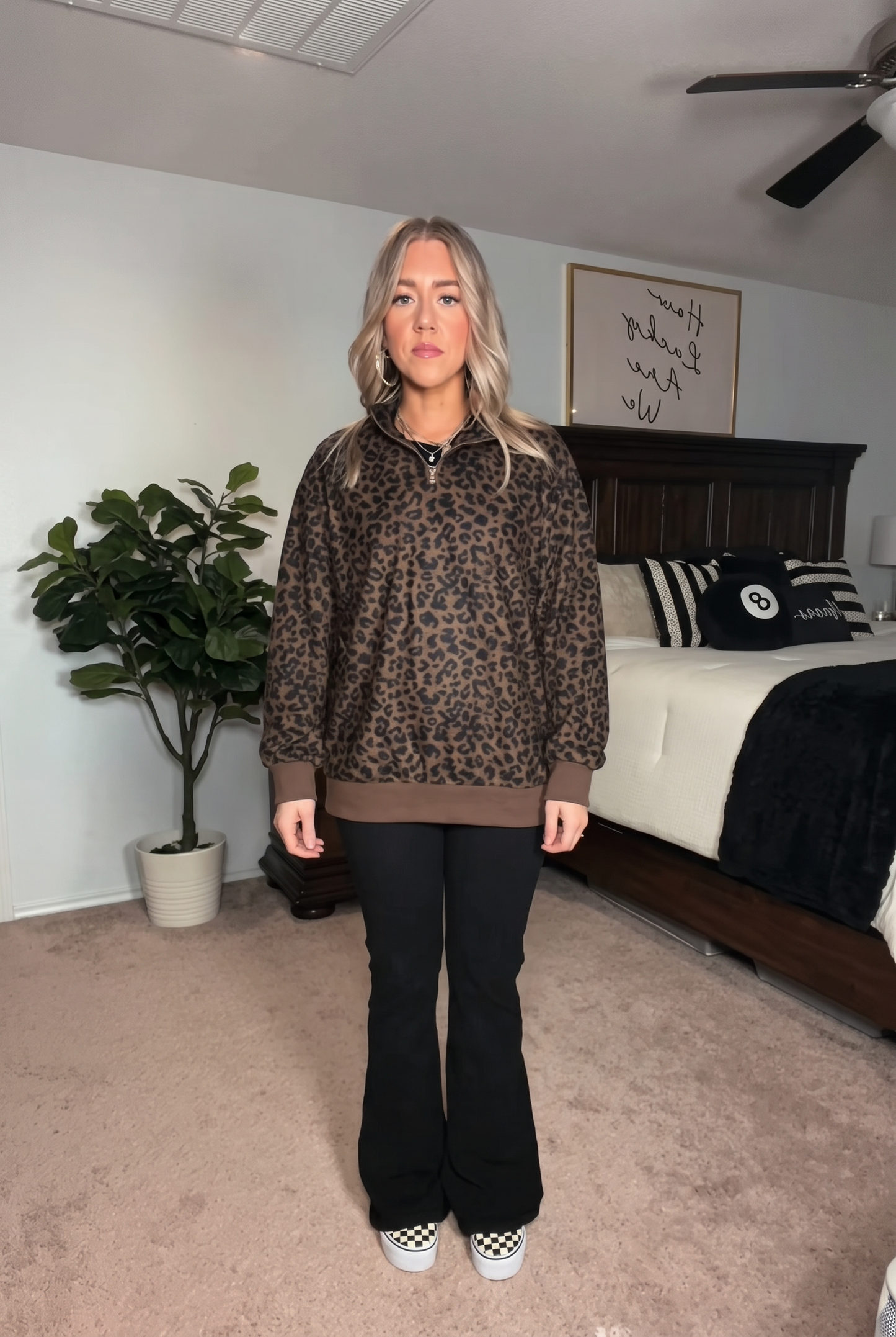 Leopard Quarter Zip Sweatshirt