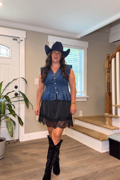 Denim Sleeveless Peplum Vest