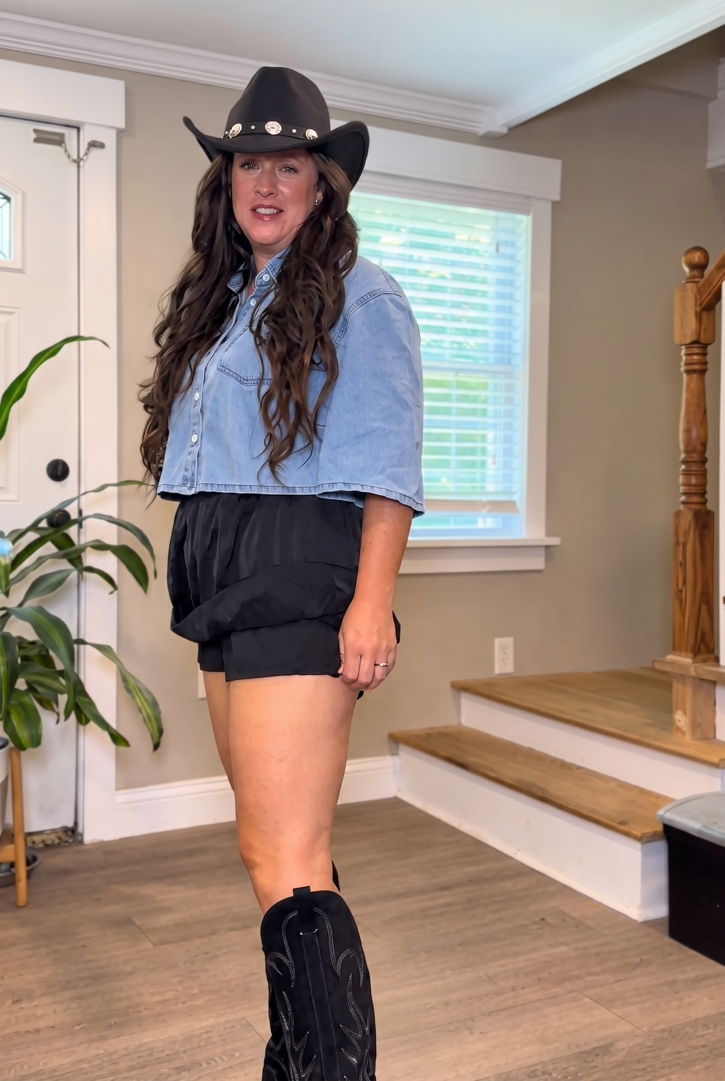 Black Elastic Waist Lace Mini Skirt with Built-In Safety Shorts