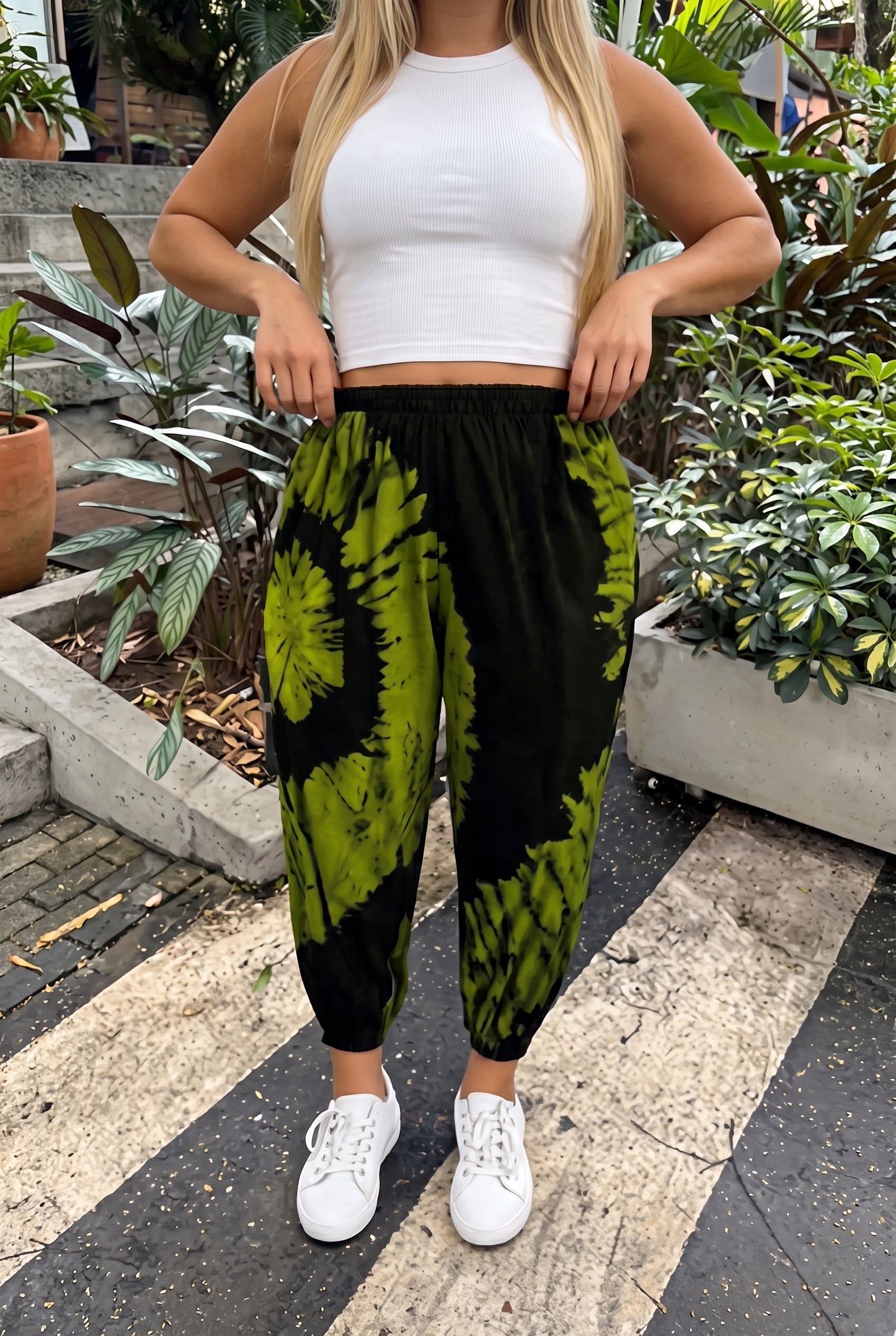 Tie Dye Elastic Waist Jogger Harem Pants