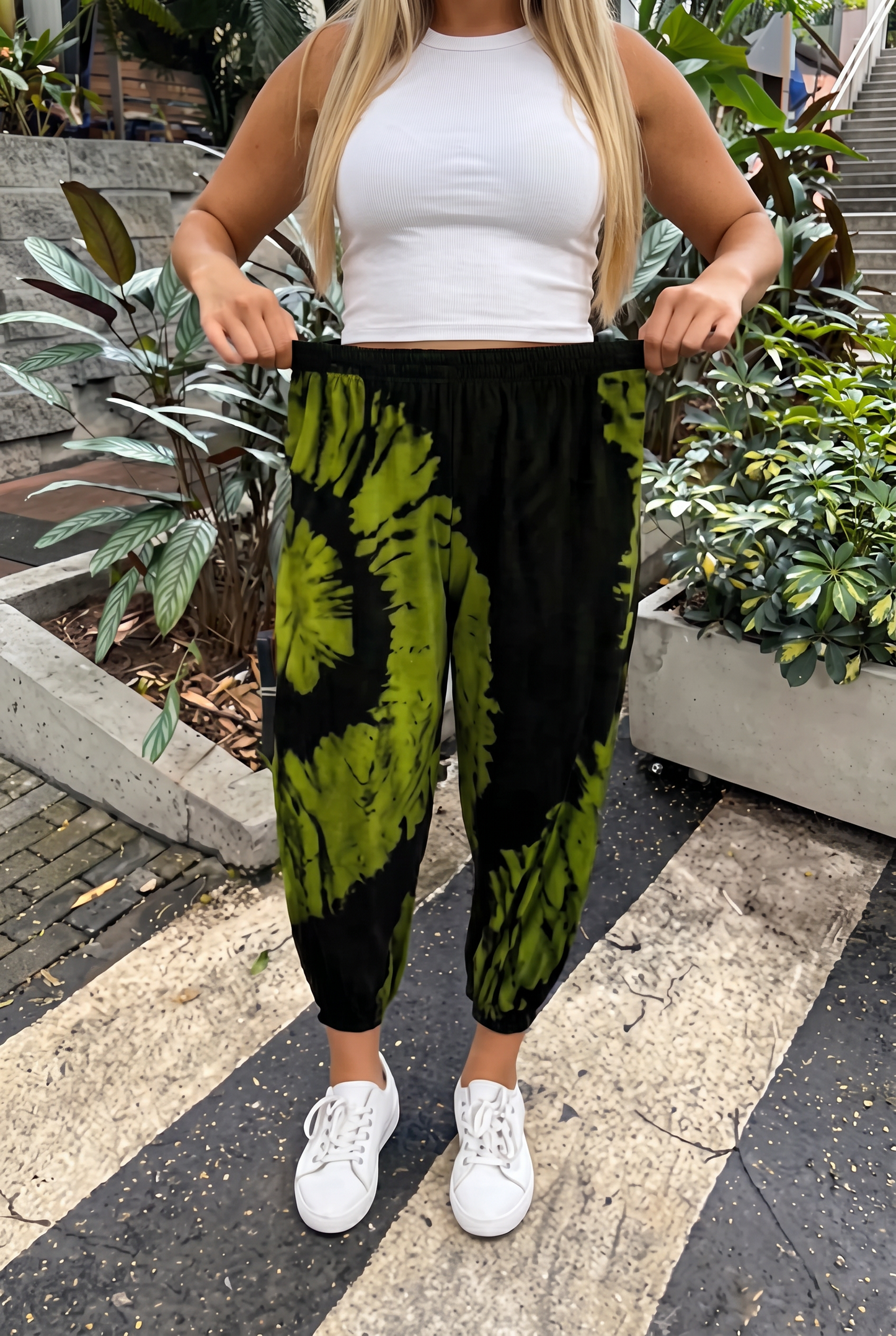 Tie Dye Elastic Waist Jogger Harem Pants