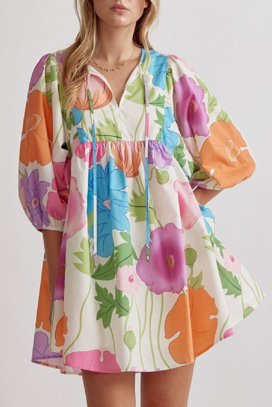 Vibrant Bloom Floral Mini Dress