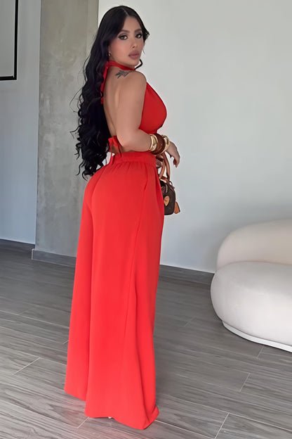 🔥 Halter Neck Backless Two-Piece Set