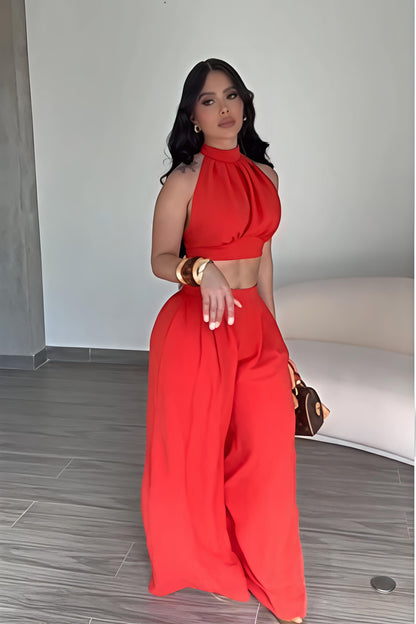 🔥 Halter Neck Backless Two-Piece Set