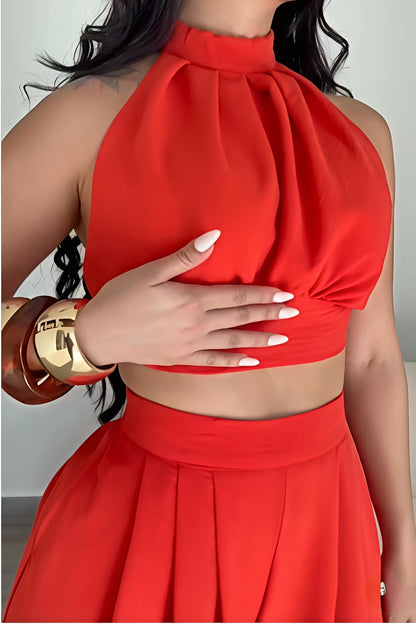 🔥 Halter Neck Backless Two-Piece Set