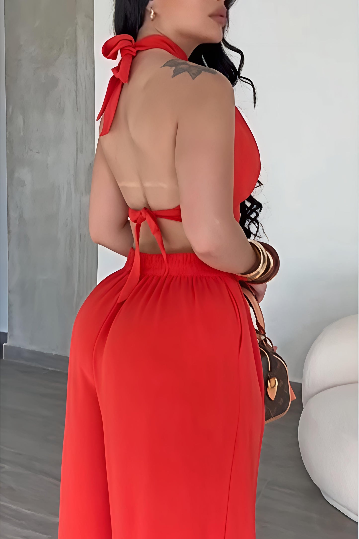 🔥 Halter Neck Backless Two-Piece Set