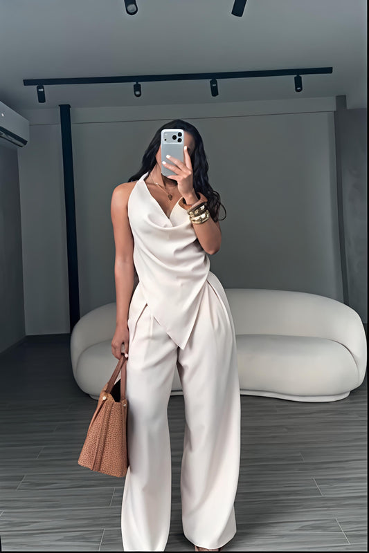Effortless Elegance Sleeveless Top & Wide-Leg Pants Set