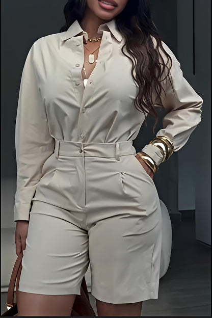 Effortless Chic Oversized Shirt & High-Waist Shorts Set