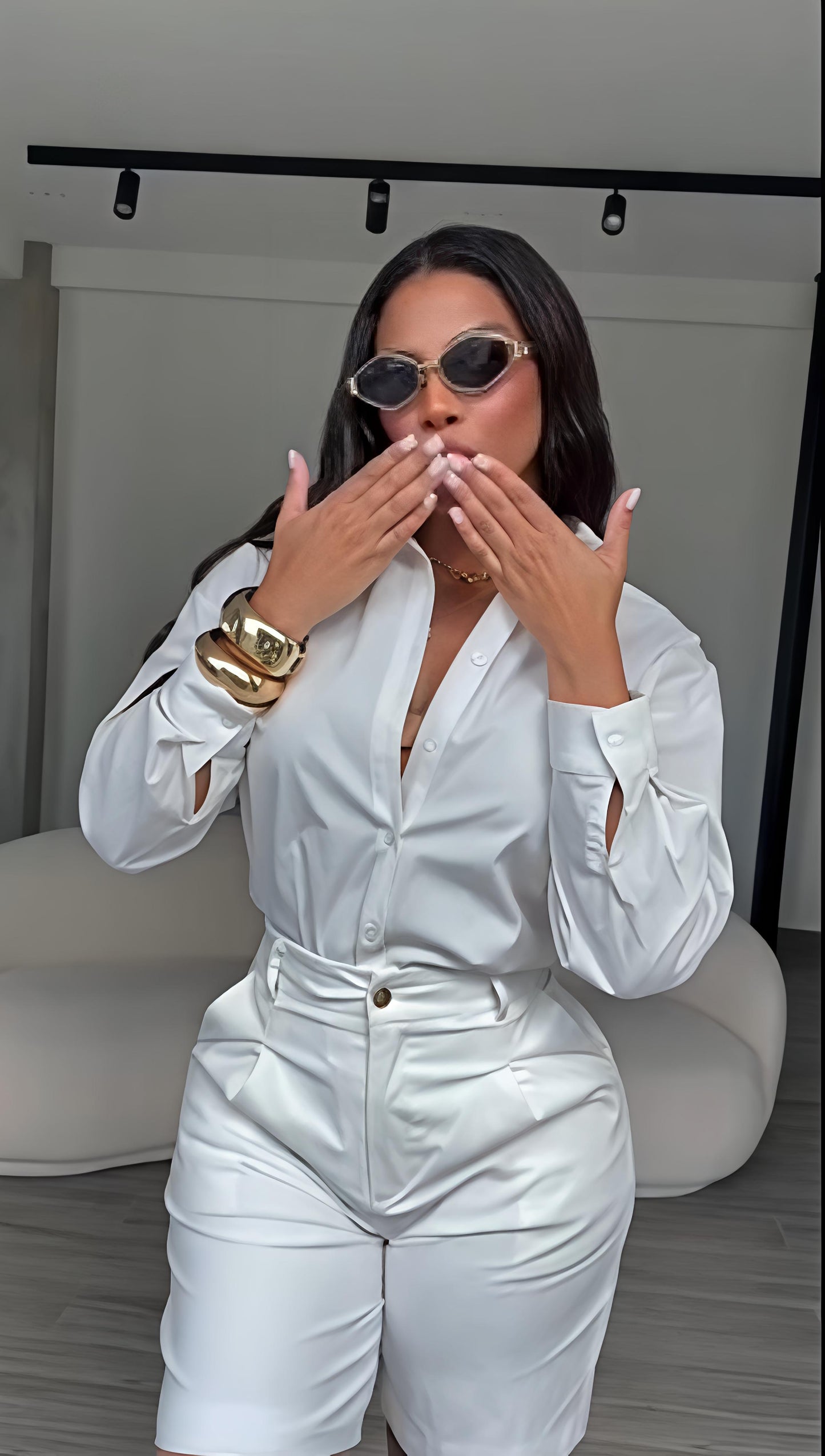 Effortless Chic Oversized Shirt & High-Waist Shorts Set