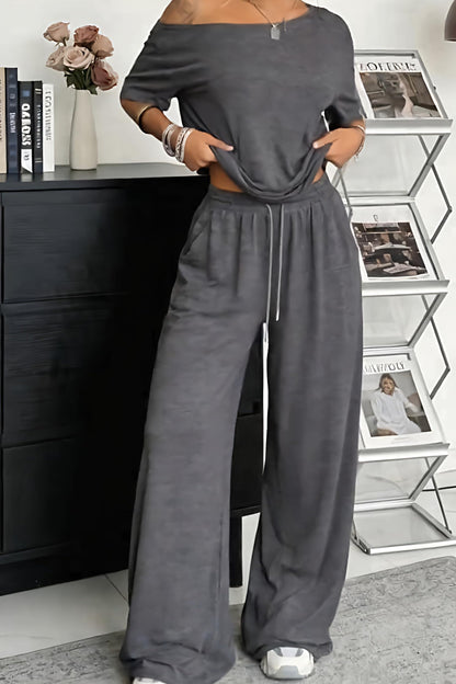 Off-Shoulder Loungewear Two-Piece Set