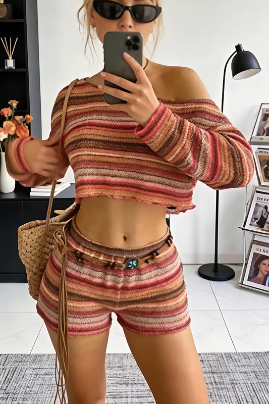 Boho Stripe Knit Two-Piece Set