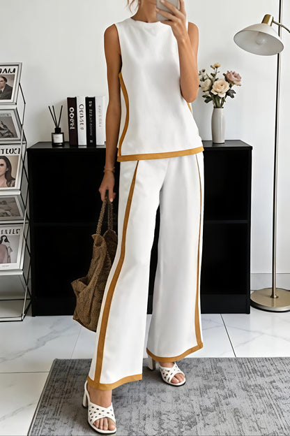 Casual Linen-Blend Sleeveless Set