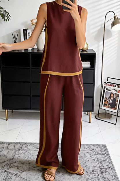 Casual Linen-Blend Sleeveless Set