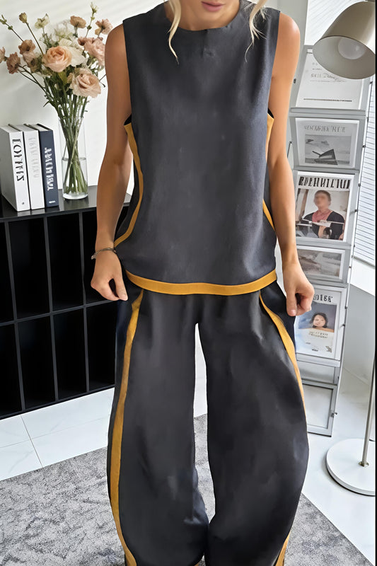 Casual Linen-Blend Sleeveless Set