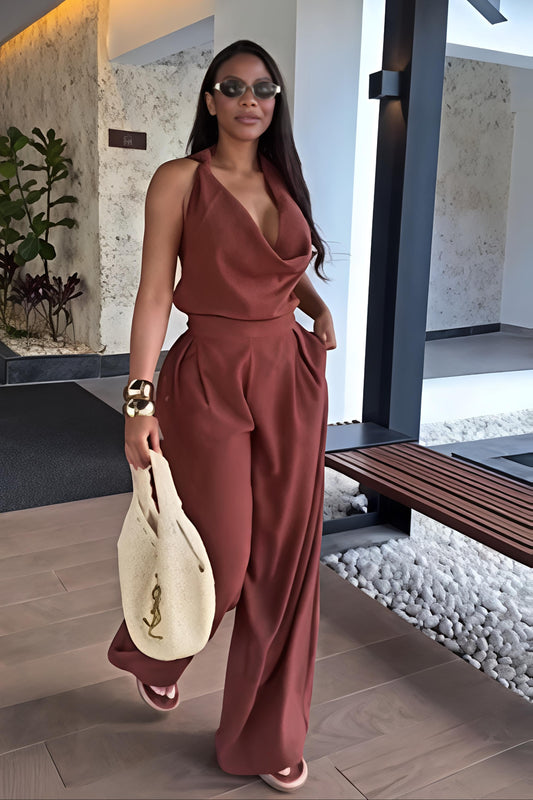 Elevate Your Everyday: The Halter Neck Backless Jumpsuit