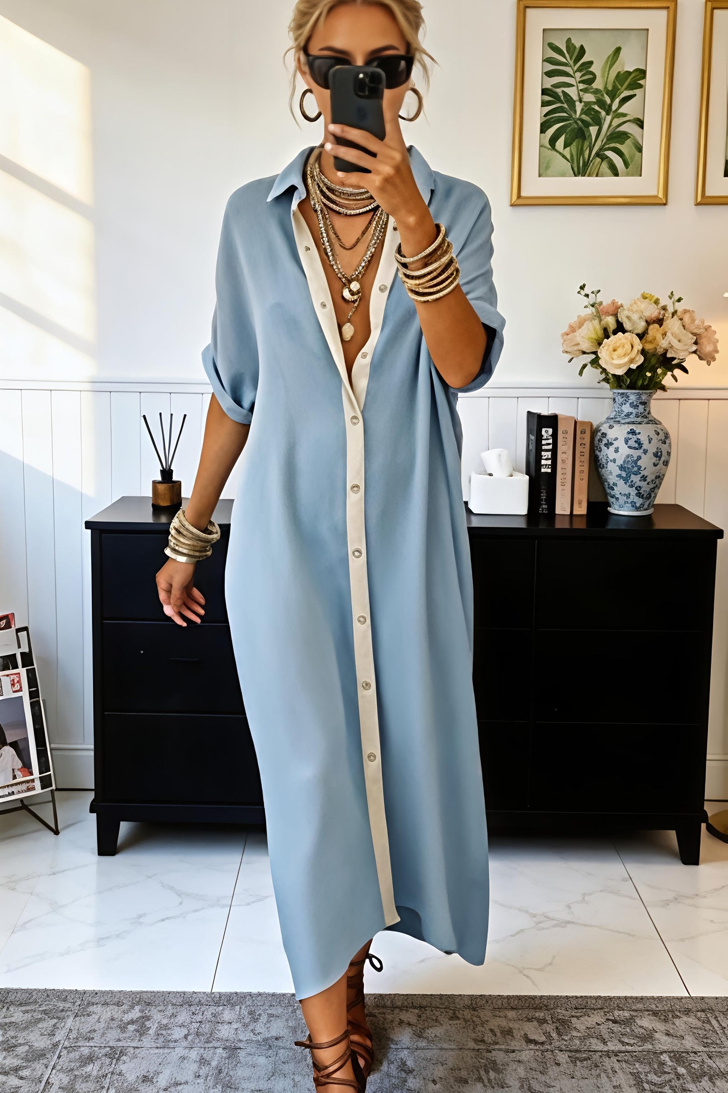 Boho Button-Down Maxi Dress