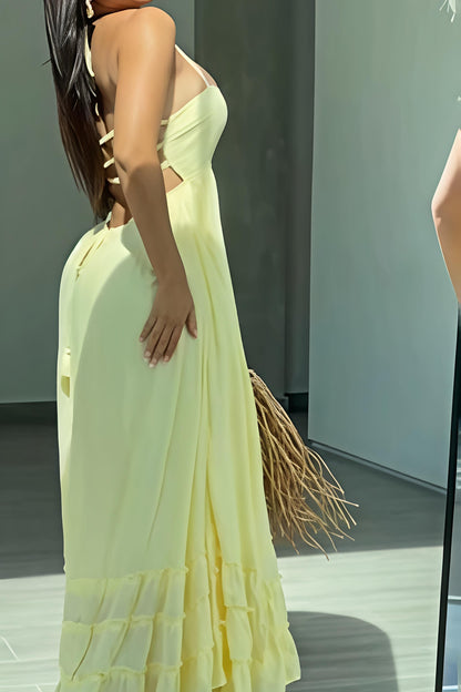 Boho Halter Backless Maxi Dress