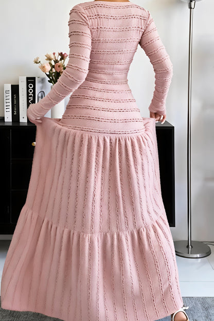 Soft Blush Textured Maxi Dress