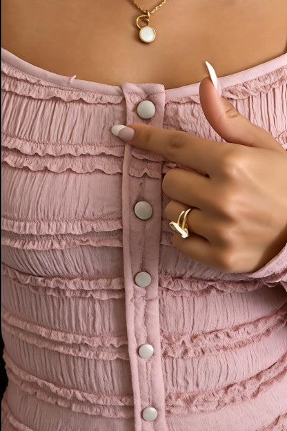 Soft Blush Textured Maxi Dress